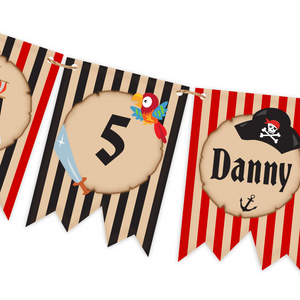 piraten vlaggetjes met naam - print je feestje