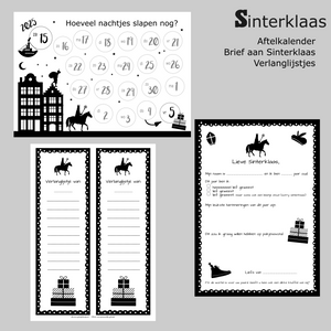 sinterklaas printables zwart wit