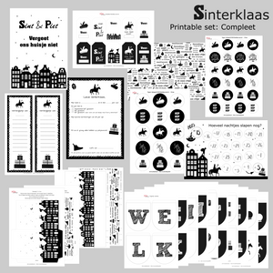 sinterklaas printable pakket zwart wit