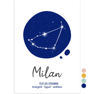 geboorteposter sterrenbeeld steenbok blauw -print je feestje
