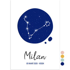 poster vissen sterrenbeeld blauw - print je feestje