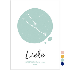 sterrenbeeldposter stier mintgroen - print je feestje