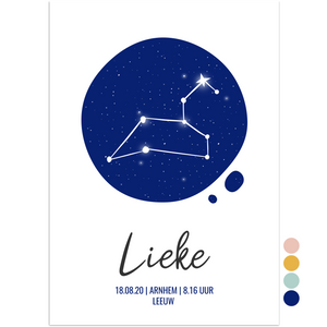 sterrenbeeldposter leeuw blauw - print je feestje