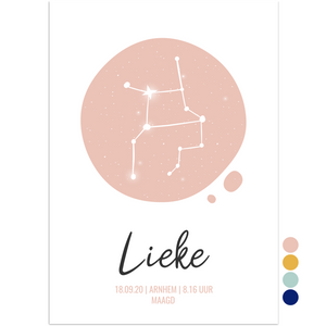 kinderkamer poster sterrenbeeld maagd - print je feestje