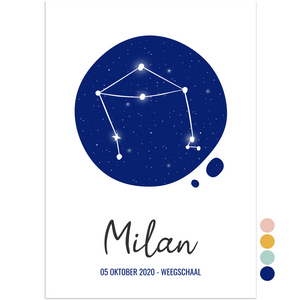 poster sterrenbeeld weegschaal digitaal - print je feestje