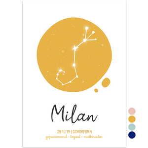 geboorteposter sterrenbeeld schorpioen - print je feestje