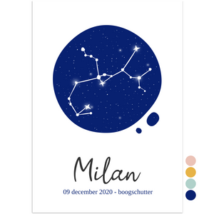 geboorteposter boogschutter sterrenbeeld - print je feestje