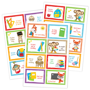 broodtrommelkaartjes school dieren - Print je Feestje