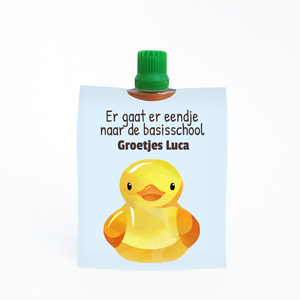 knijpfruit wikkel eendje naar de basisschool - print je feestje