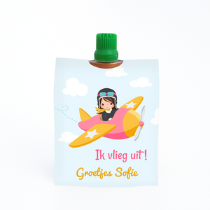 knijpfruitwikkel traktatie afscheid ik vlieg uit - print je feestje