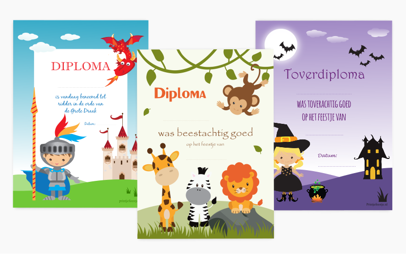 Diploma&#39;s Kinderfeestje