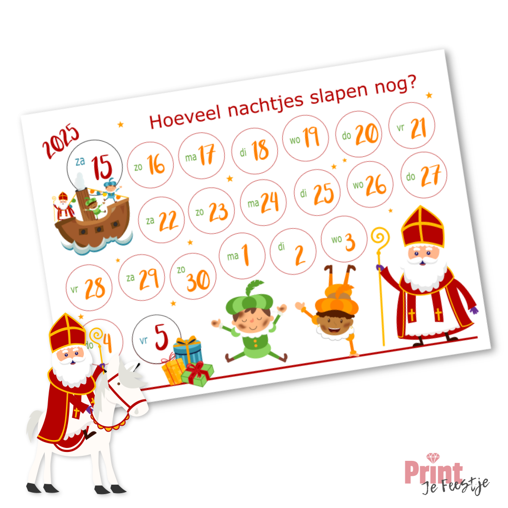 aftelkalender sinterklaas kleur 2025