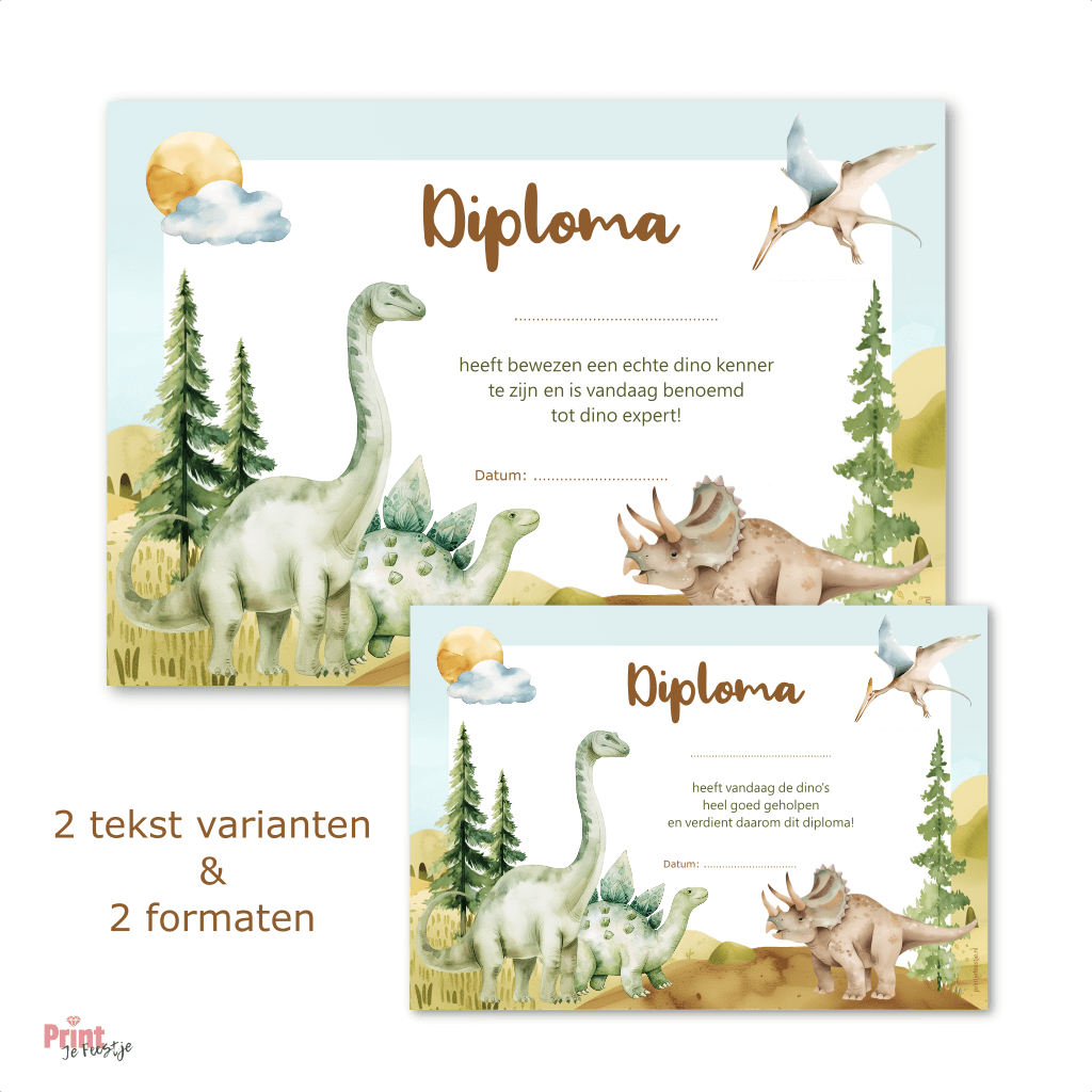 diploma dino kinderfeestje