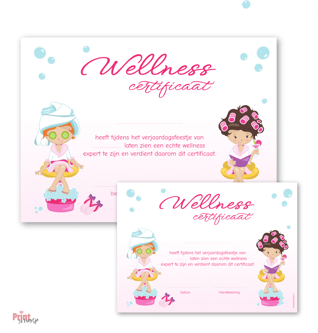 diploma beautyfeestje en wellness diploma