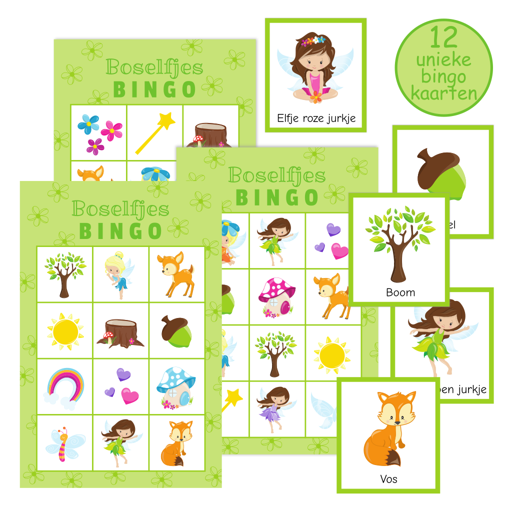 kinderbingo in elfen thema