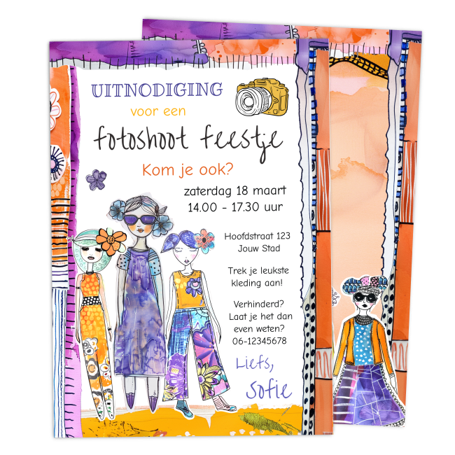 fotoshoot kinderfeestje uitnodiging
