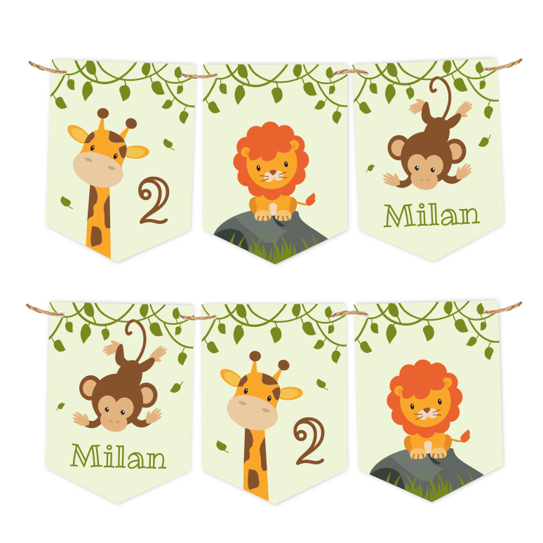 gepersonaliseerde slinger safarifeestje - Print je Feestje