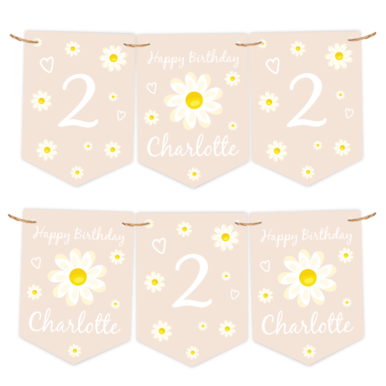 gepersonaliseerde slinger verjaardag madeliefjes daisys