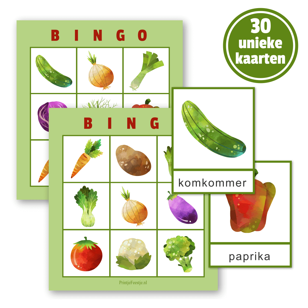 groente bingo voor 30 kinderen