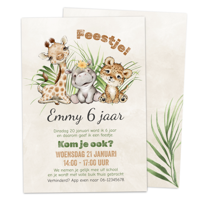 jungle uitnodiging kinderfeestje - Print je Feestje