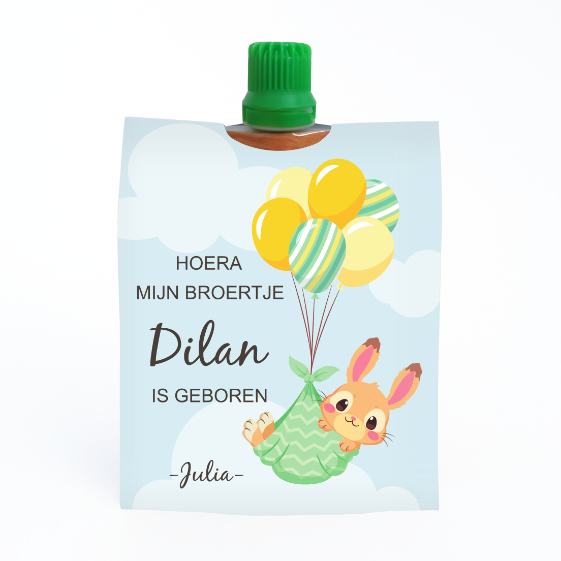 knijpfruit wikkel traktatie geboorte broertje - PrintjeFeestje