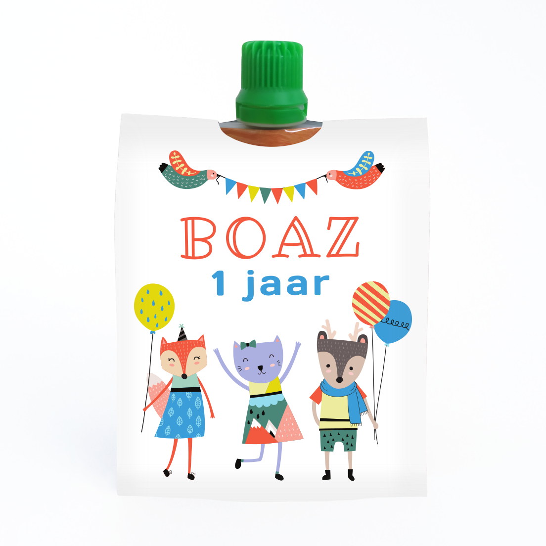 traktatie knijpfruit wikkel party animals - Print je Feestje