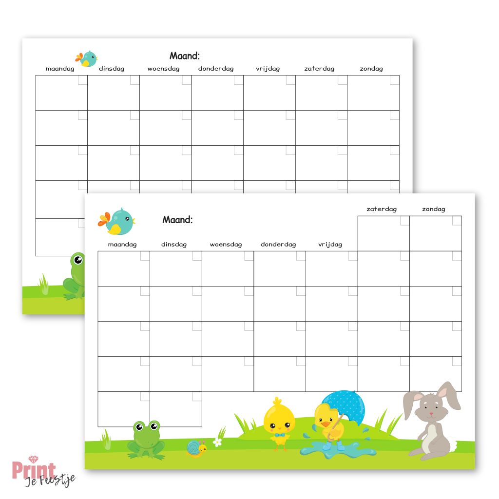 lege maandkalender met lente illustratie