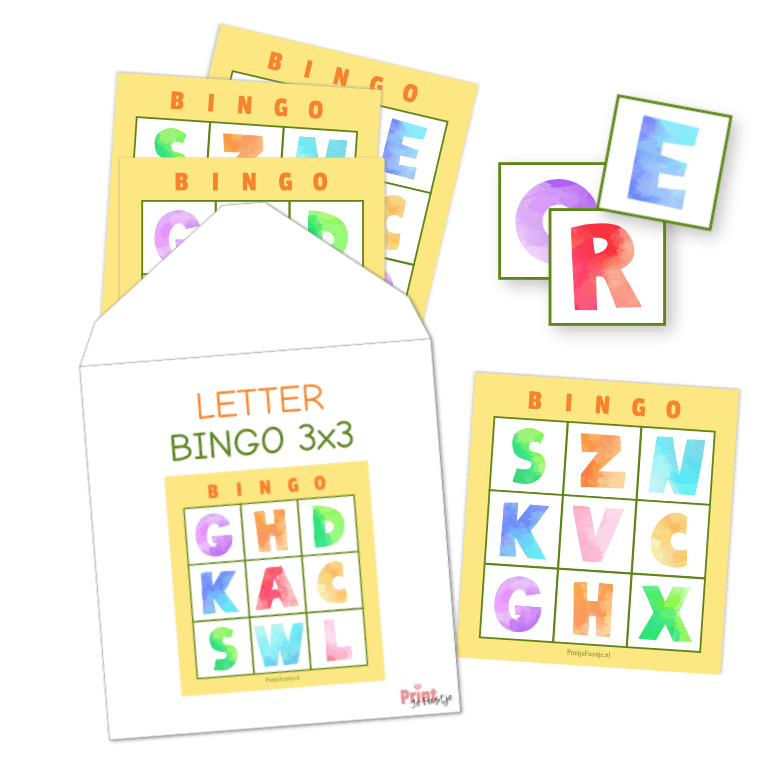 letterbingo of alfabet bingo voor grote groep met handige bewaarenvelop