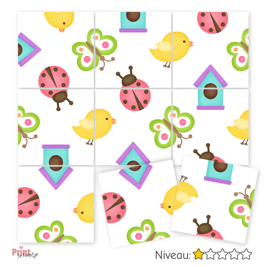 match de randen tegelpuzzel niveau 1 thema lente