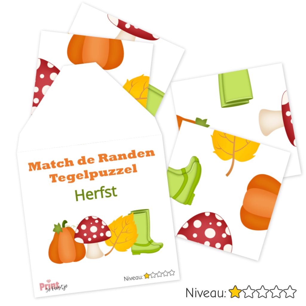 match de randen puzzel niveau 1 herfstthema voor kleuters