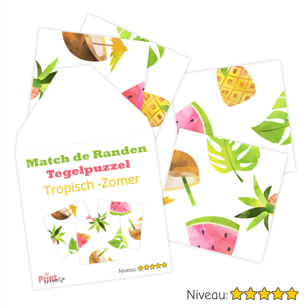 match de randen tegelpuzzel voor volwassenen en tieners met thema tropische zomer