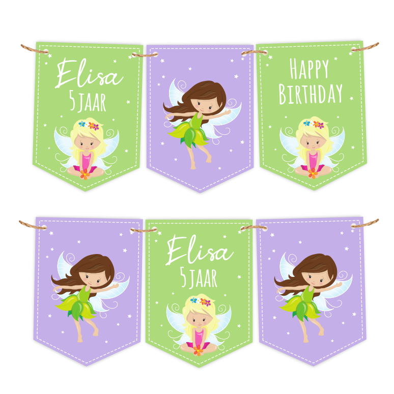 gepersonaliseerde naamslinger elfen thema - print je feestje