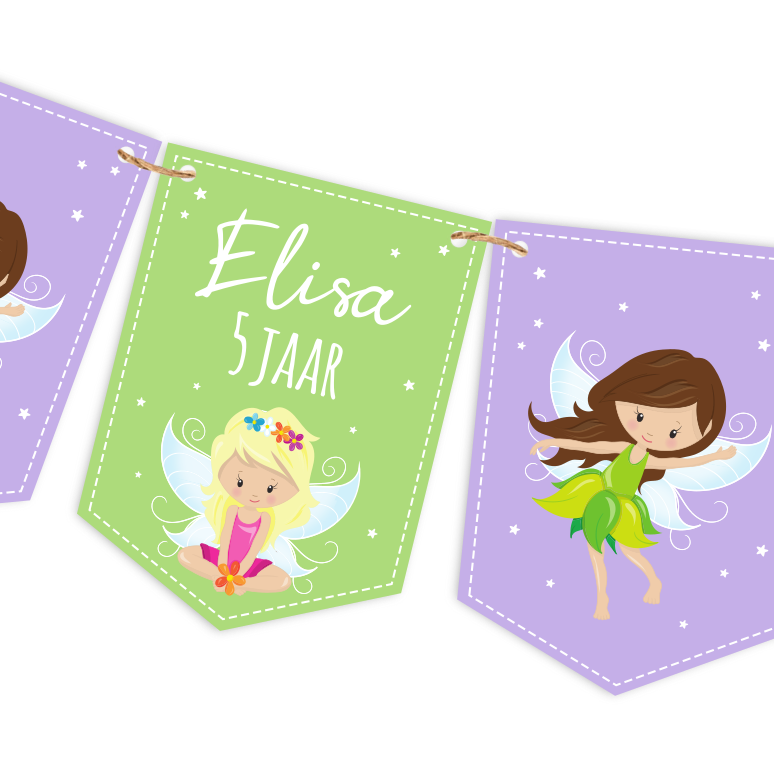 slinger met naam elfen thema - print je feestje