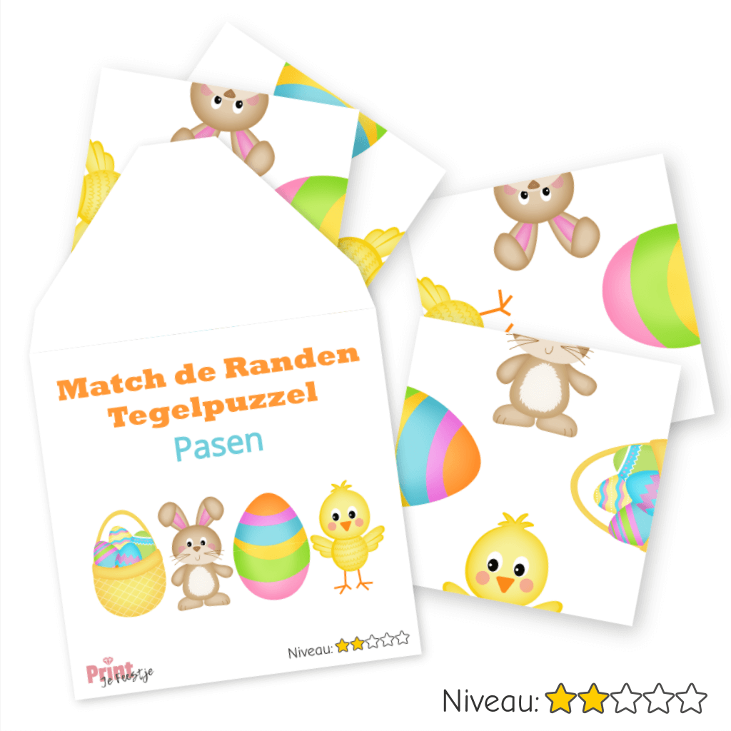paaspuzzel match de randen tegelpuzzel voor jonge kinderen niveau 2