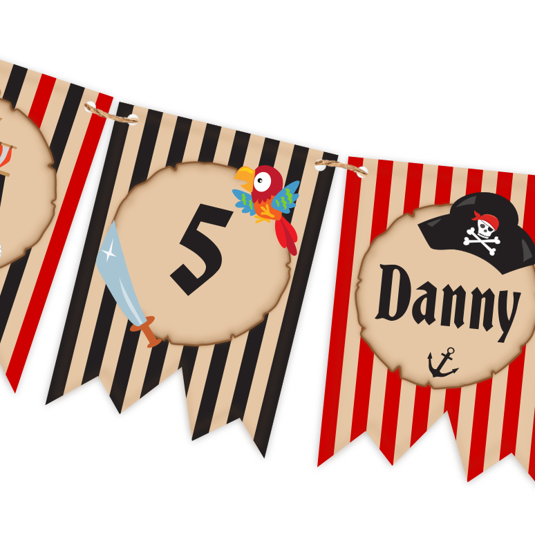 piraten vlaggetjes met naam - print je feestje