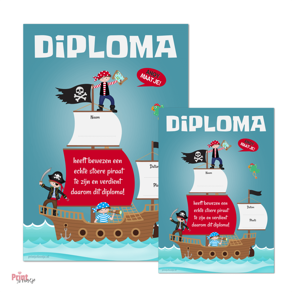 piraten diploma kinderfeestje