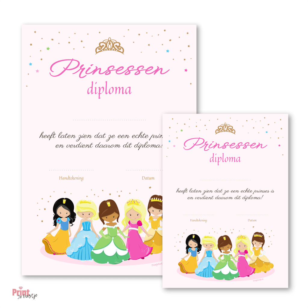 prinsessen diploma kinderfeestje