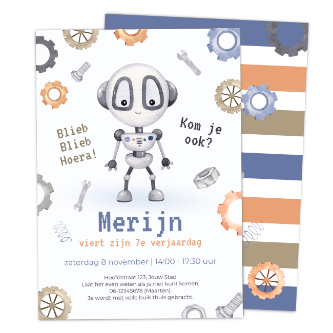robot uitnodiging kinderfeestje - Print je Feestje