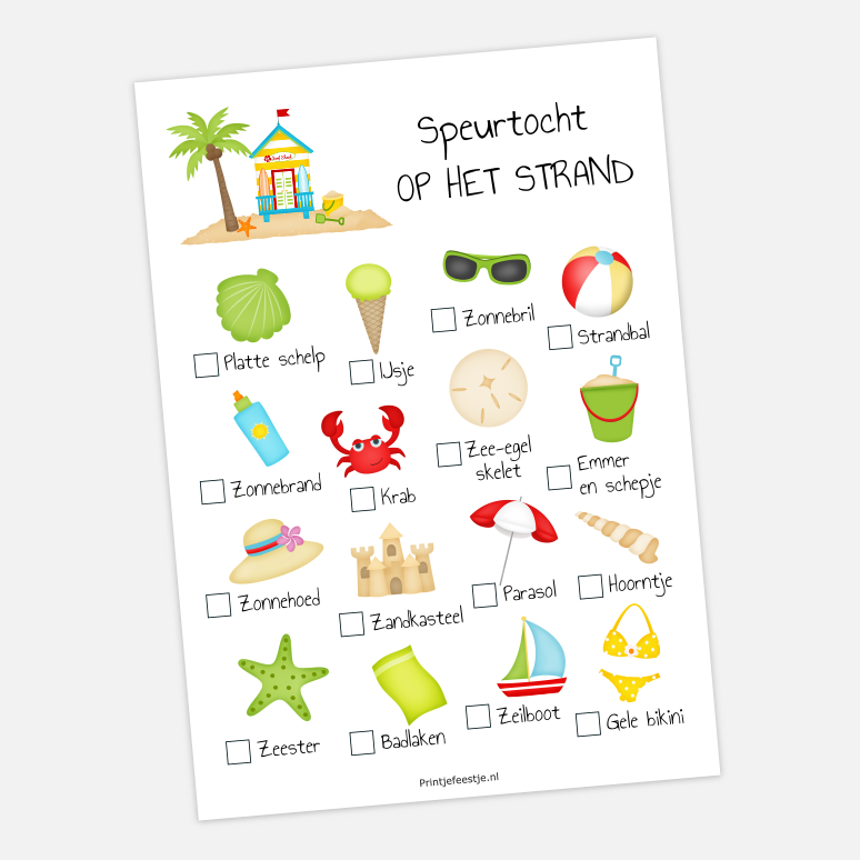 speurtocht kaart op het strand voor een zoektocht voor jonge kinderen