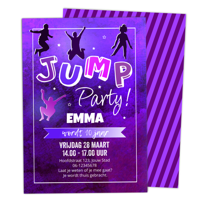 uitnodiging jump feestje - kinderfeestje jump - print je feestje