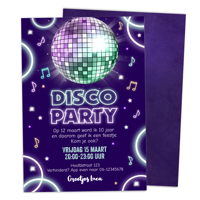 uitnodiging disco feestje - Print je Feestje