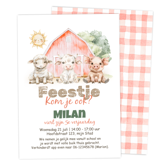 uitnodiging kinderfeestje boerderij