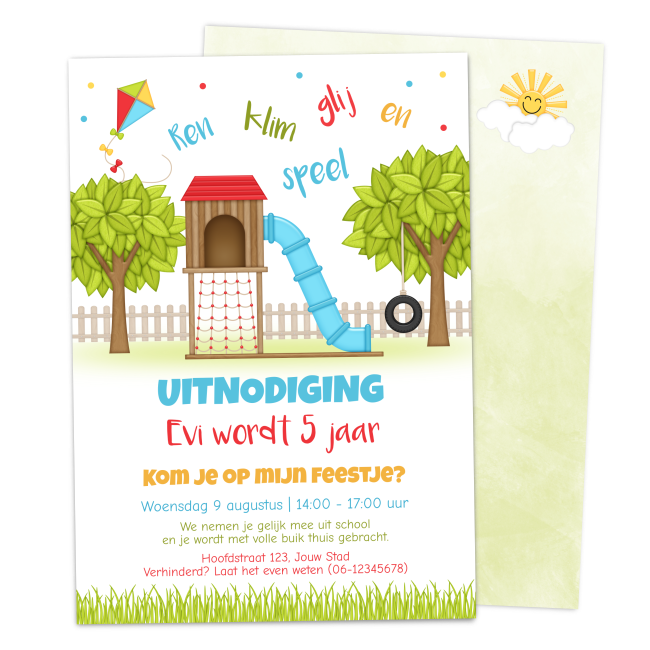 uitnodiging kinderfeestje speeltuin