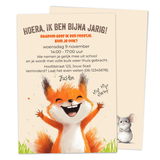 uitnodiging kinderfeestje met vrolijke vos