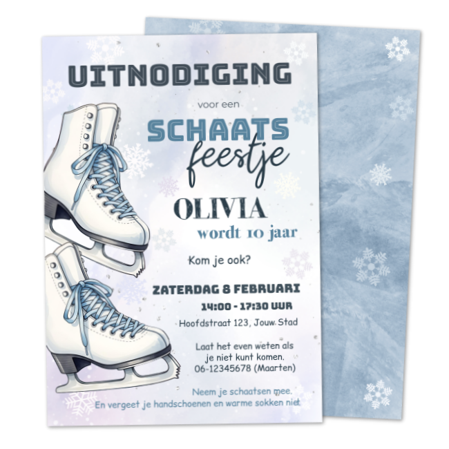 uitnodiging kinderfeestje schaatsen meisjes
