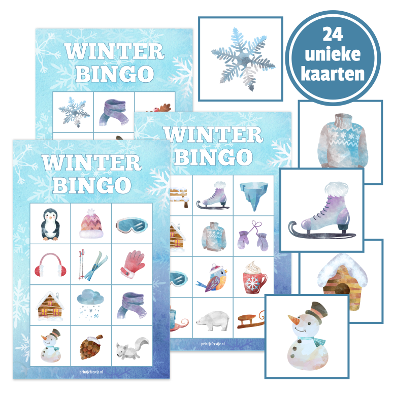 winterbingo als plaatjesbingo voor kinderen: in de klas of tijdens kinderfeestje 