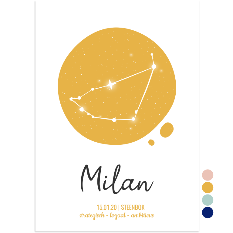 geboorteposter digitaal sterrenbeeld steenbok - print je feestje