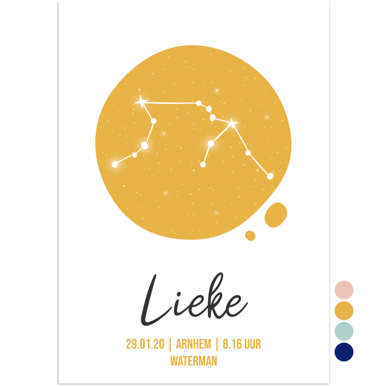 geboorteposter waterman sterrenhemel - print je feestje