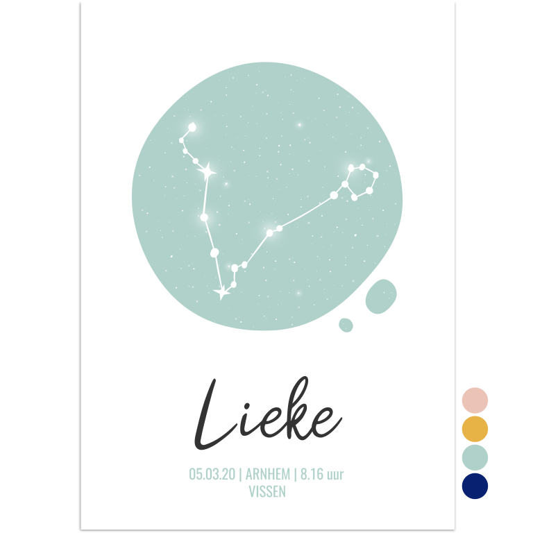 printable poster sterrenbeeld vissen - print je feestje