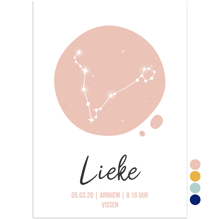 digitale geboorteposter sterrenbeeld vissen - print je feestje